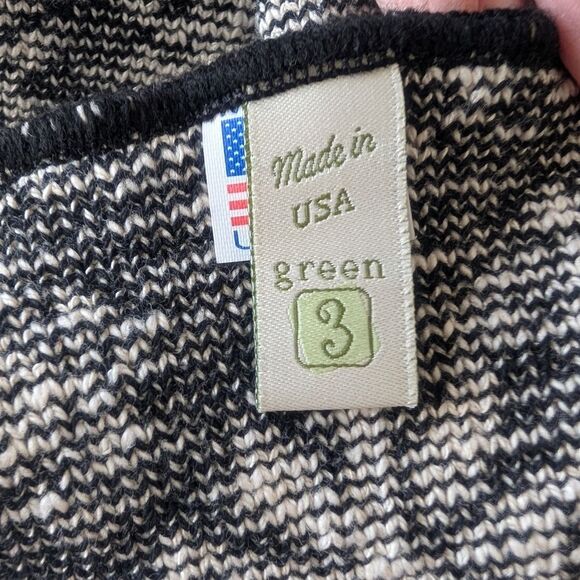 Green 3 Nordic Print Scandinavian Scarf Recycled Cotton Black White - Picture 4 of 5